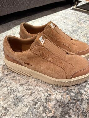 Sorel Woman’s Tan Suede Slip-On sneaker  Ona Ave